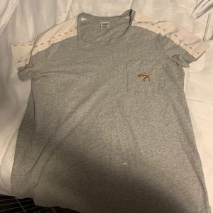 Gray white and rose gold pink T-shirt